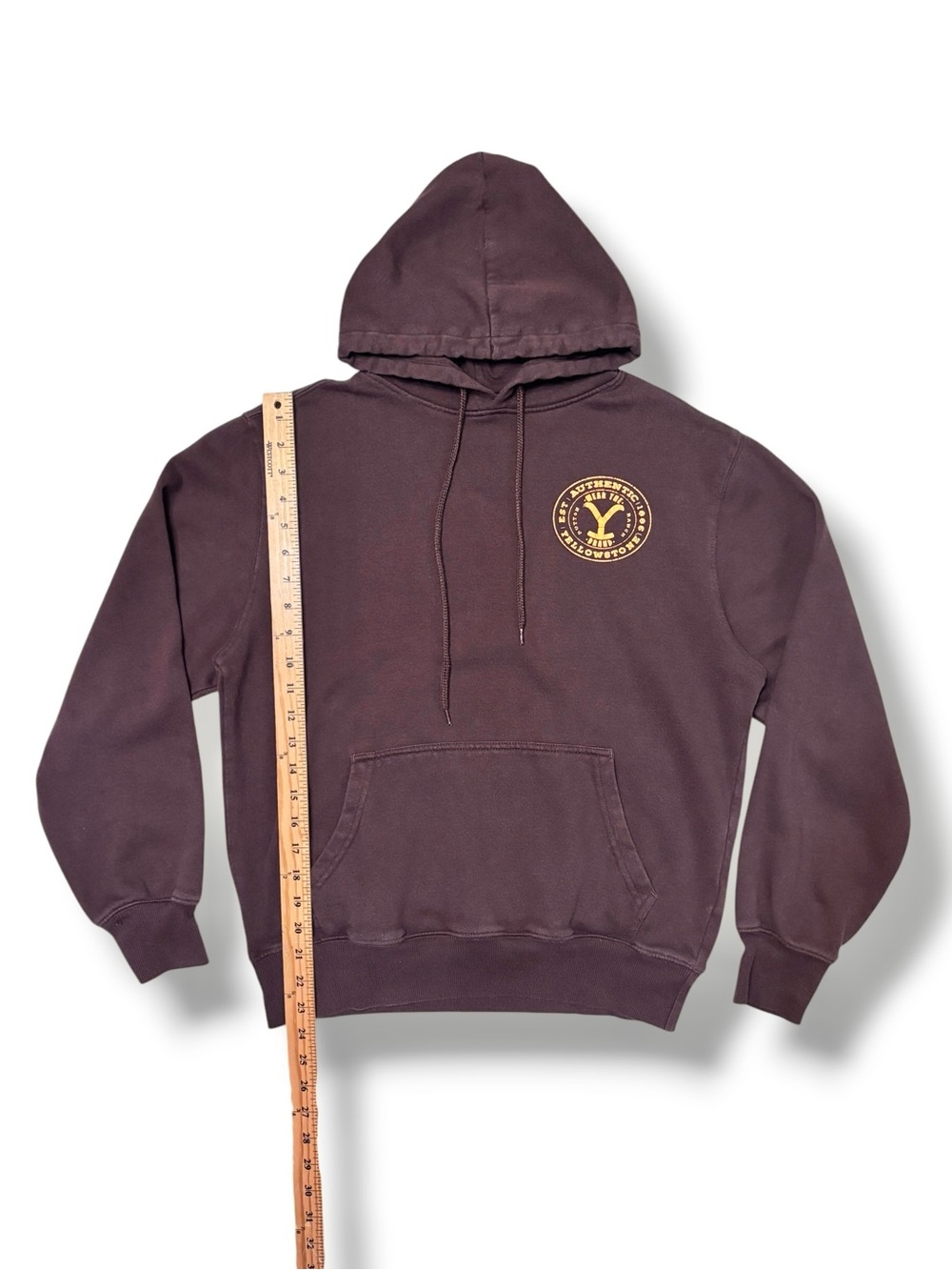 YELLOWSTONE Brown Graphic Hoodie Size Small Limited Run for Crew - Picture 8 of 11